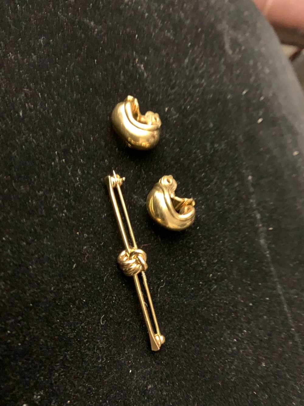Monet Gold-Tone Knot Bar Pin and Huggie Earring Set